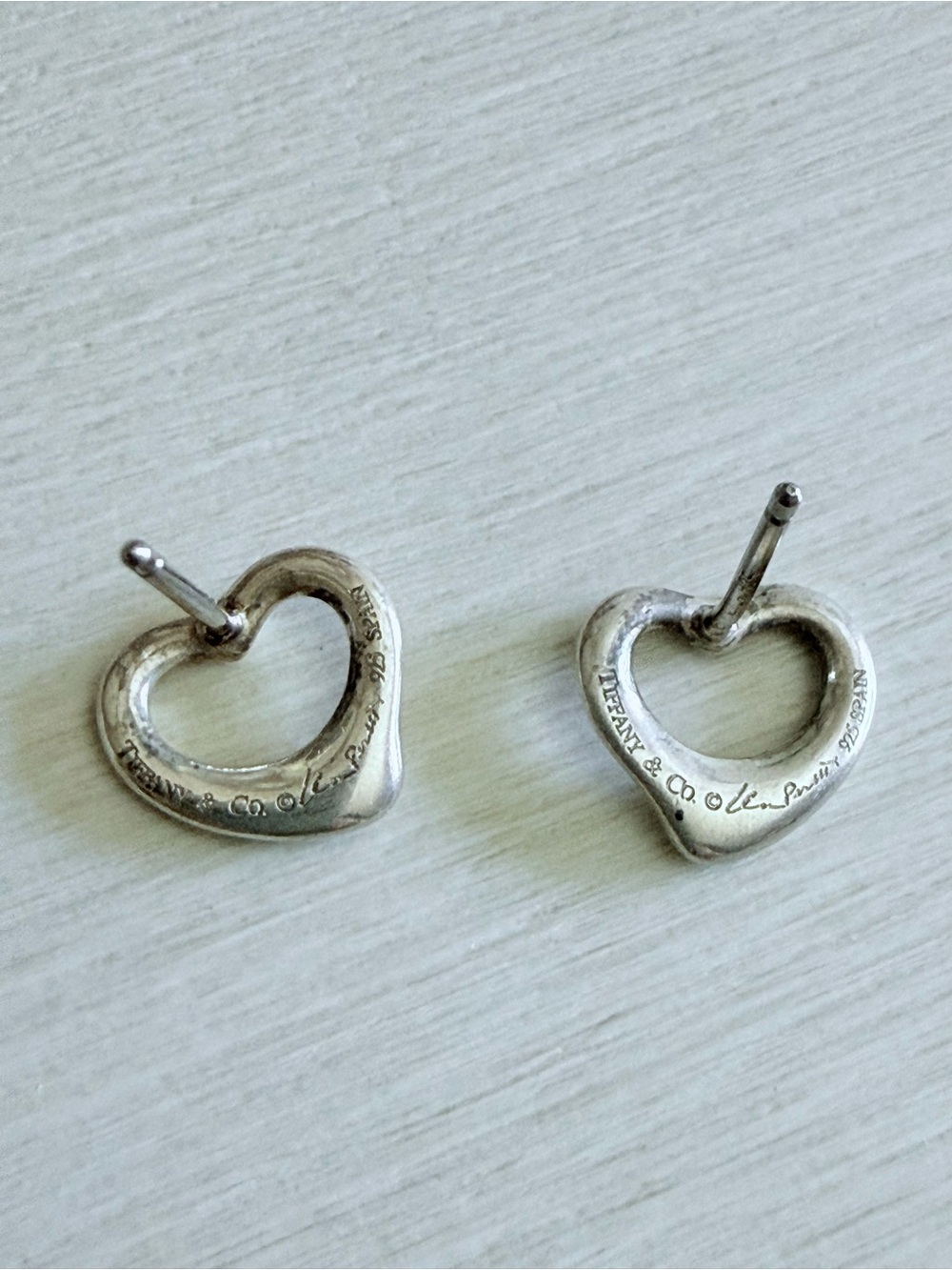 ✨ Tiffany & Co. Sterling Silver Elsa Peretti Open Heart Earrings Gift 11mm ✨ - Picture 8 of 14